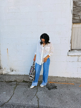 oversized embroidered top