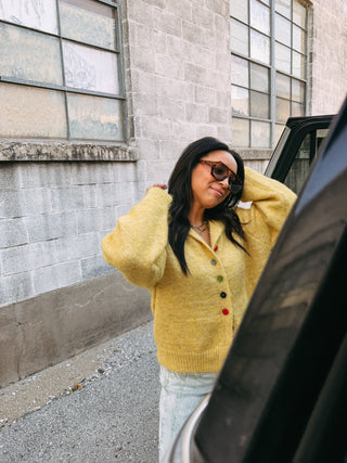 cute as a button cardigan - yellow