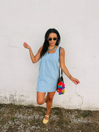 mockingbird denim mini dress