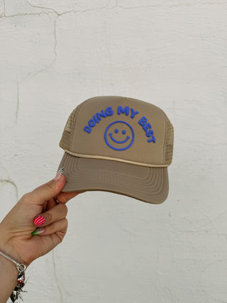 ETTA OG | doing my best trucker hat - tan / periwinkle