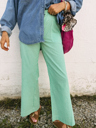 giving gingham pants - green