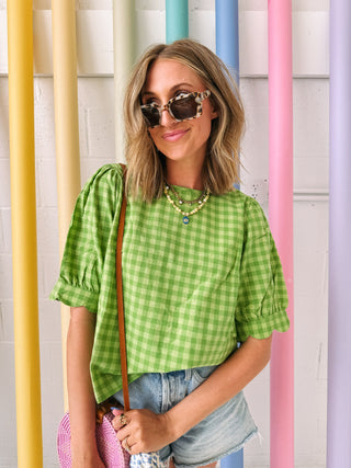 matcha latte gingham top