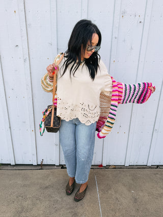 rush hour multicolor cardigan - pink