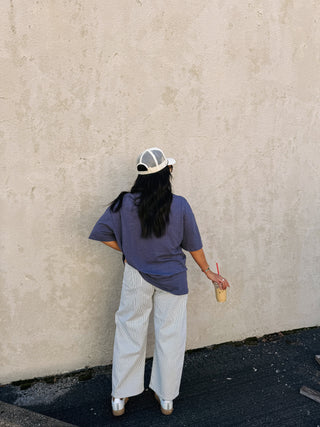 jbd | pinstripe barrel jeans.