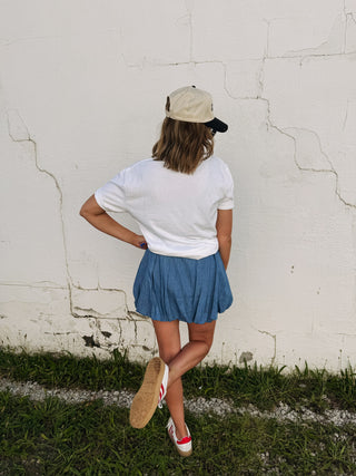 denim bubble skirt