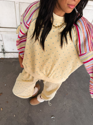 lost in comfort polka dot top - yellow