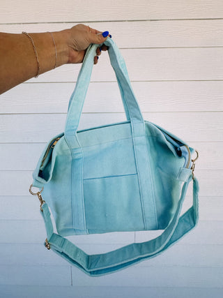 seaside terry cloth blue tote
