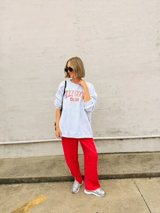 ETTA OG | silly goose club sweatshirt - ash / red