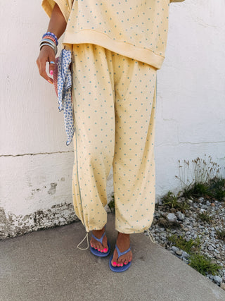 lost in comfort polka dot pants - yellow