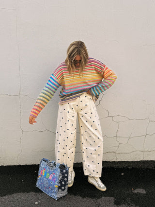 paint it polka dot barrel jeans - blue