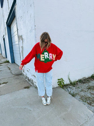 very merry tree sweater top