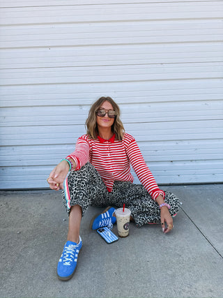 piper striped cardigan - red