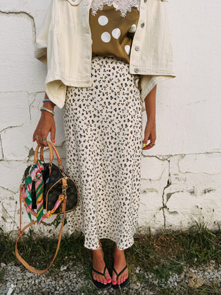 all falls down floral midi skirt