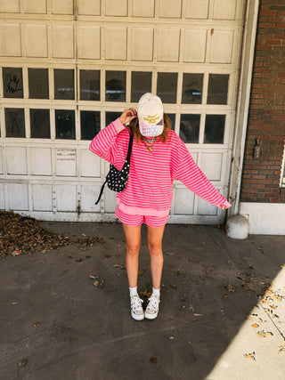 cherry berry oversized stripe top