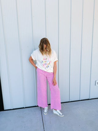 ETTA OG | let's have a good day teacher graphic tee - ivory / multicolor