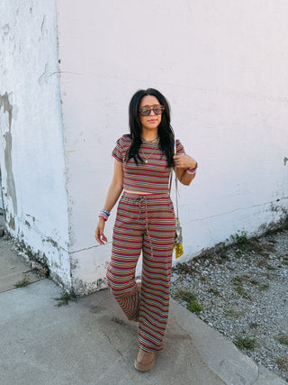 cosmic brownie stripe two piece set