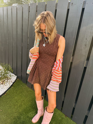 PEACH LOVE | flirty fall polka dot dress