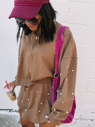 pearly girly top - brown