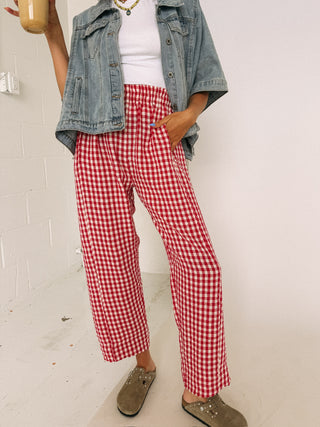 summer picnic pants - red
