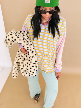 the power of stripes top - mustard