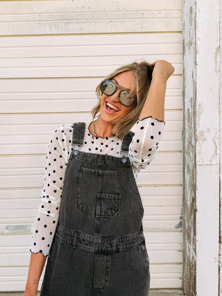 polka dot mesh top