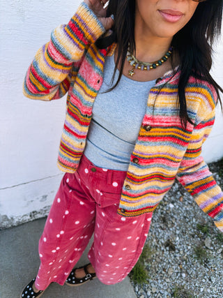 jackie stripe button cardigan