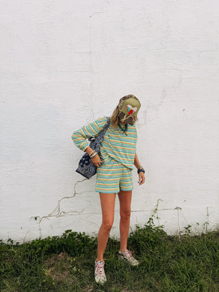 slide away stripe top - teal
