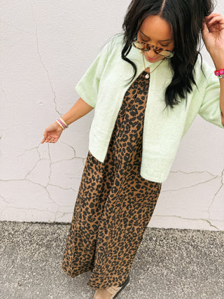 mint tea button sweater top