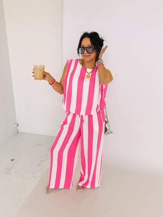 bubblegum stripe two piece set