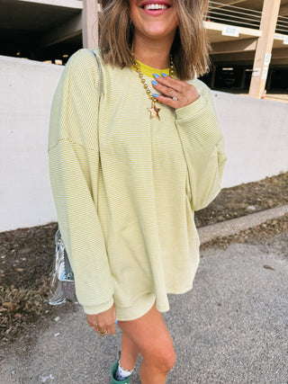 gimme more stripe top - moss