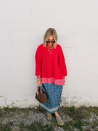pick me up plaid midi dress