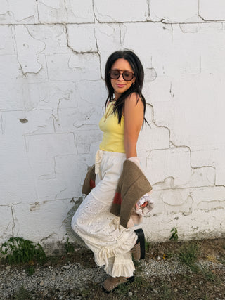 inez eyelet ruffle pants