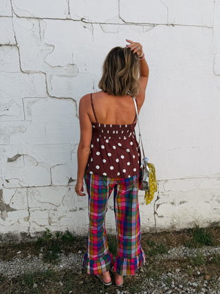picture day polka dot tank top - brown