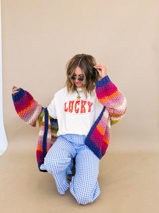 ETTA OG | star studded lucky graphic tee - ivory / red