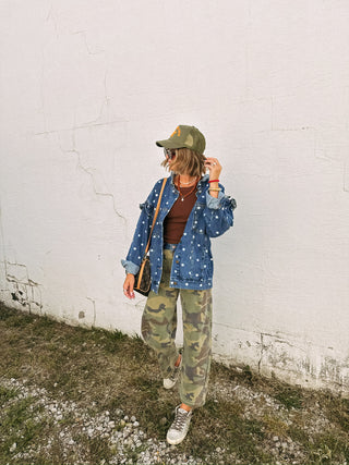 dipped in dots ruffle jacket