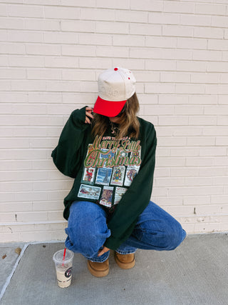 christmas stamps sweatshirt - green