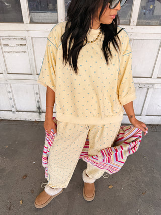 lost in comfort polka dot top - yellow