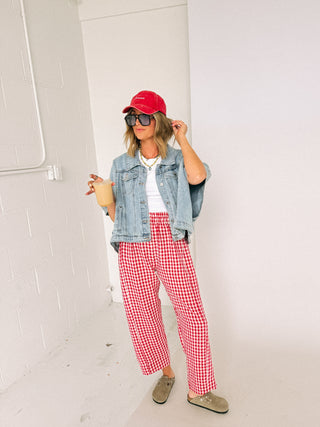 summer picnic pants - red