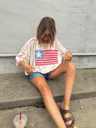 american flag patchwork top