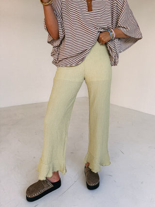 palm tree textured pants