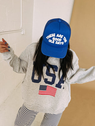 ETTA OG | these are the good ole days trucker hat - blue.