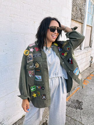 oversized vintage patch jacket