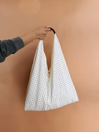 polka dot slouchy tote bag