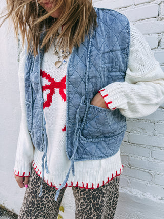 quilted bow vest