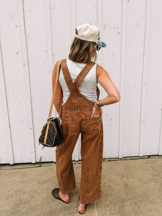 odessa washed overalls - brown
