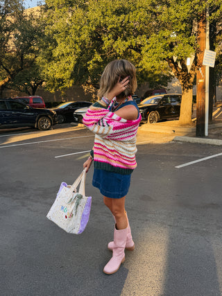 high strung stripe cardigan - pink