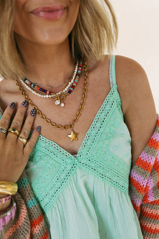 rosalia lace tank top - mint