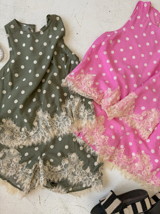 playful polka dot top - pink