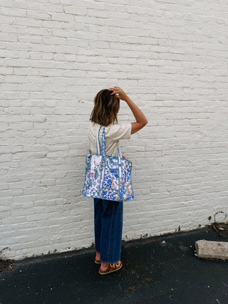 ETTA OG | quilted tote bag - blue / white