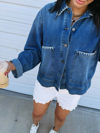 blanket stitch denim jacket